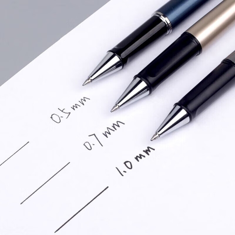 得力签字笔商务办公中性笔0.5/0.7/1.0加粗大容量黑色水笔拔帽笔 s144【4支+10笔芯】1.0 无规格