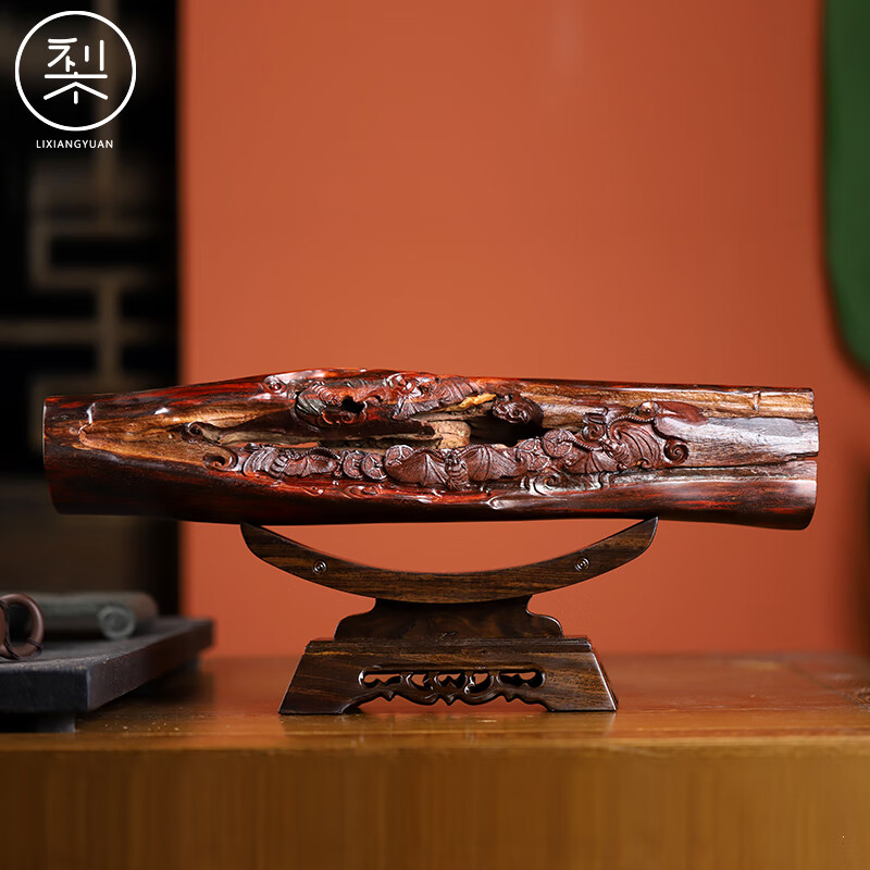 梨香院开运横财摆件印度小叶紫檀檀香紫檀五福临门横材玄关书房茶室