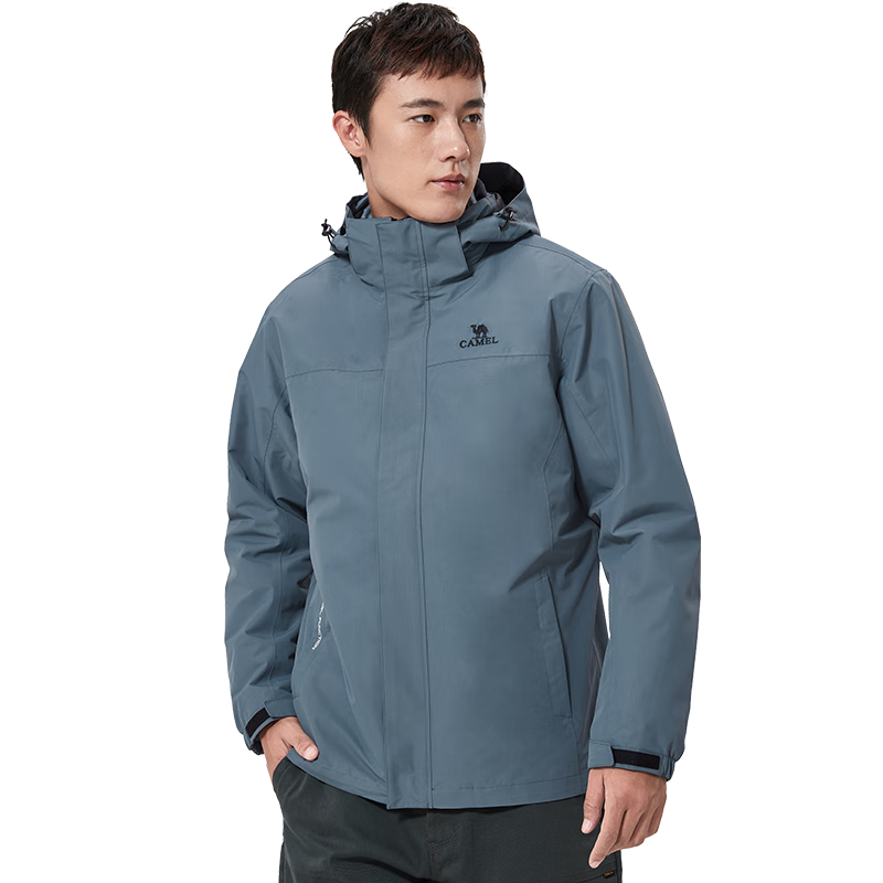 駱駝（CAMEL）戶(hù)外防寒沖鋒衣男女三合一兩件套防風(fēng)登山服男A1W218150