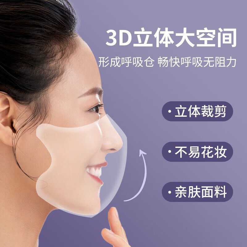 医用3D美颜口罩清爽透气防雾霾时尚百搭不花妆多色可选精致学生情 冰晶粉[独立包装60只]