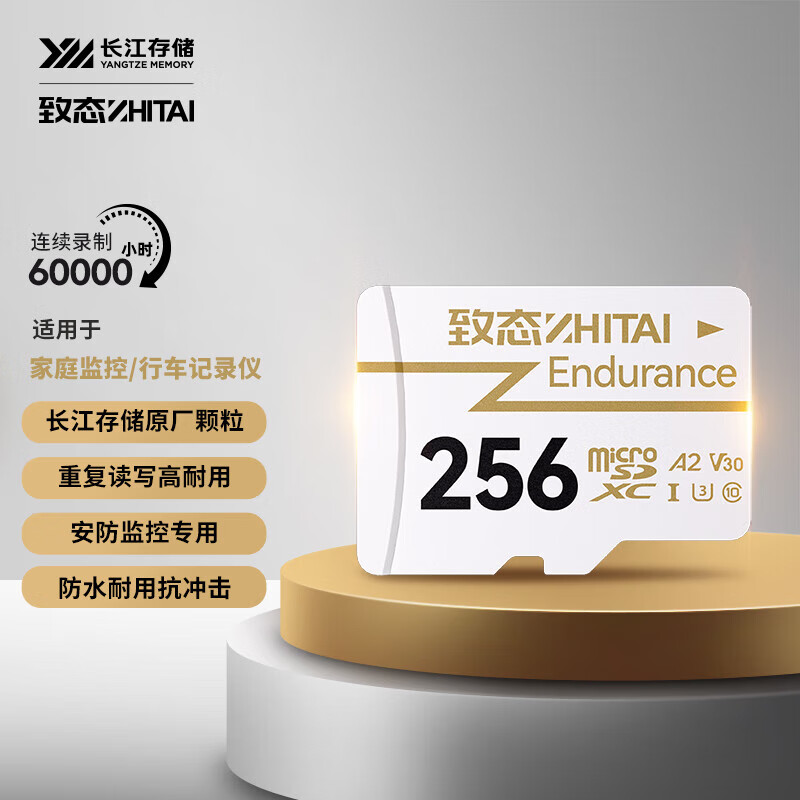 致态/ZhiTai 长江存储 TF MicroSD存储卡 监控摄像头 行车记录仪 256GB Endurance耐用卡