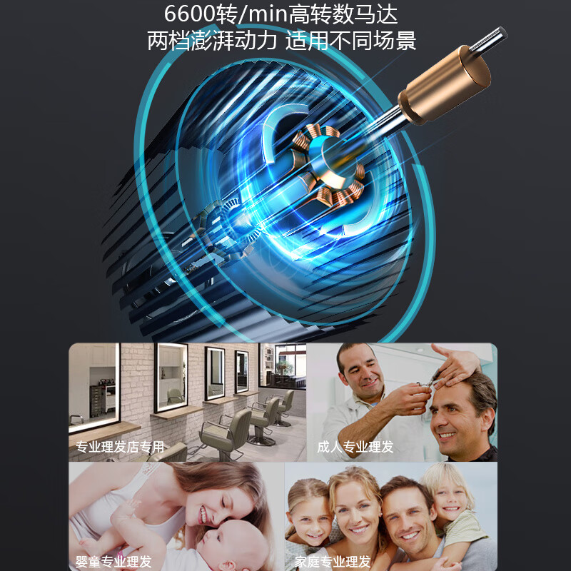 康夫理发器发廊专业雕刻电推剪大人小孩家用推子低噪理发神器KF-T124 浅灰色【标配】