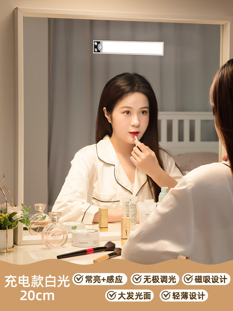 洗漱化妆室镜子镜柜专用镜灯化妆化妆 20cm白光充电 感应/常亮 磁吸