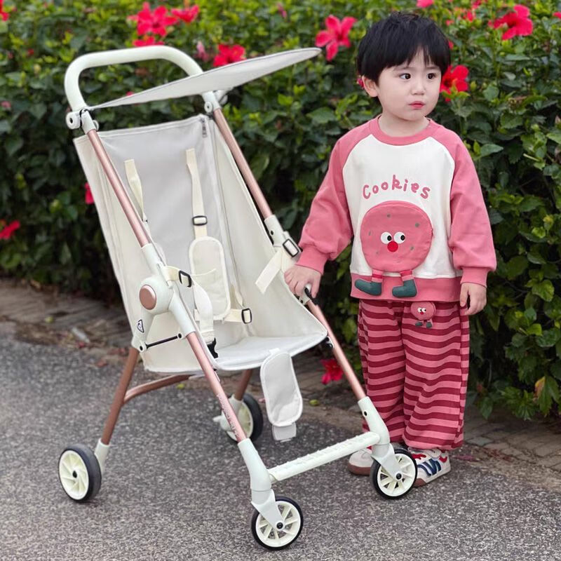 泊威尔口袋车3岁以上轻便折叠遛娃神器推车轻便可折叠溜娃大童口袋车旅 米白色T1标准款可拆卸遮阳棚 升级款-超轻便-秒折叠-可上飞机