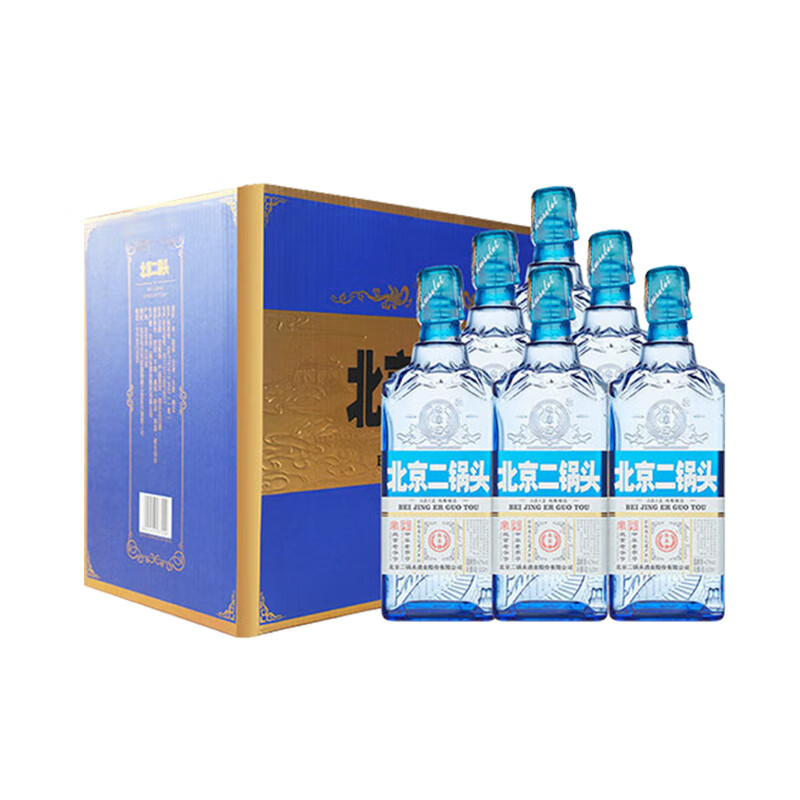 永丰牌北京二锅头永丰清香型白酒整箱纯粮食酒42度500mL 6瓶小方