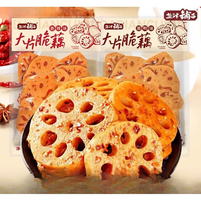 盐津铺子大片脆藕卤味麻辣即食凉拌下酒湖南特色美食 100g*8袋 脆藕（香辣味+黑鸭味）