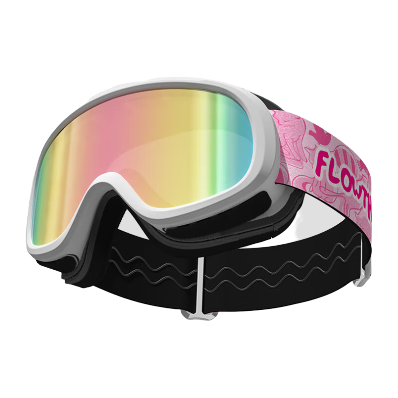 Flow Theory兒童護(hù)目滑雪鏡雙層柱面防霧防紫外線單雙板滑雪眼鏡男女童  紫片天使【進(jìn)口鏡片 5-15歲】