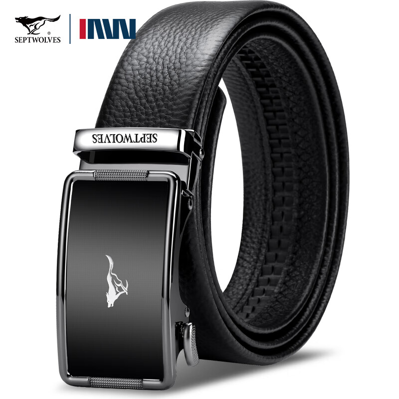 七匹狼皮带男士真皮自动扣休闲头层牛皮裤腰带生日礼物送男友老公送爸爸 黑色-专柜礼盒装110-125cm需指定请留言