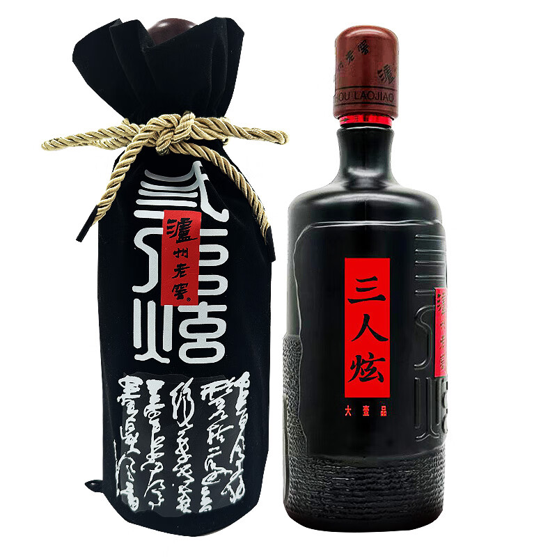 泸州老窖三人炫酒大壹品52度1000ml 浓香型白酒 52度 1L 4瓶 (非原箱)