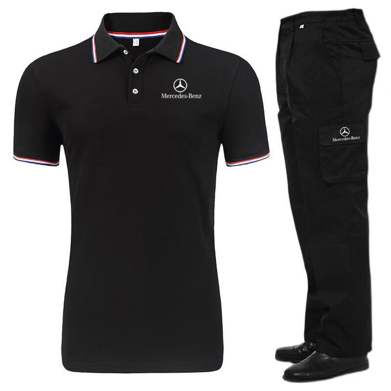 京芽夏季奔驰工作服套装男女汽修服梅赛德斯4s店售后工装短袖t恤定制