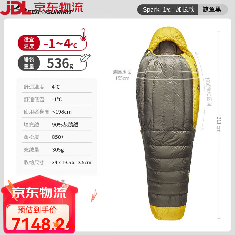 SEA TO SUMMIT戶外輕量鵝絨睡袋露營成人冬季加厚抗寒睡袋 Spark -1℃-加長款 new