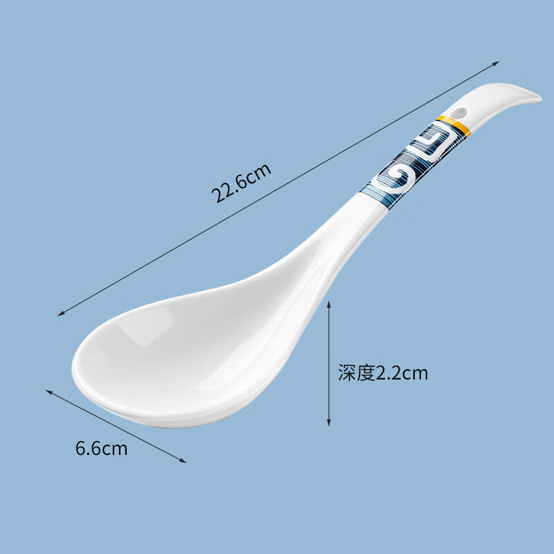 玘瑄家用陶瓷汤勺 陶瓷大号汤勺家用盛汤大勺子长柄舀粥调羹汤匙餐具