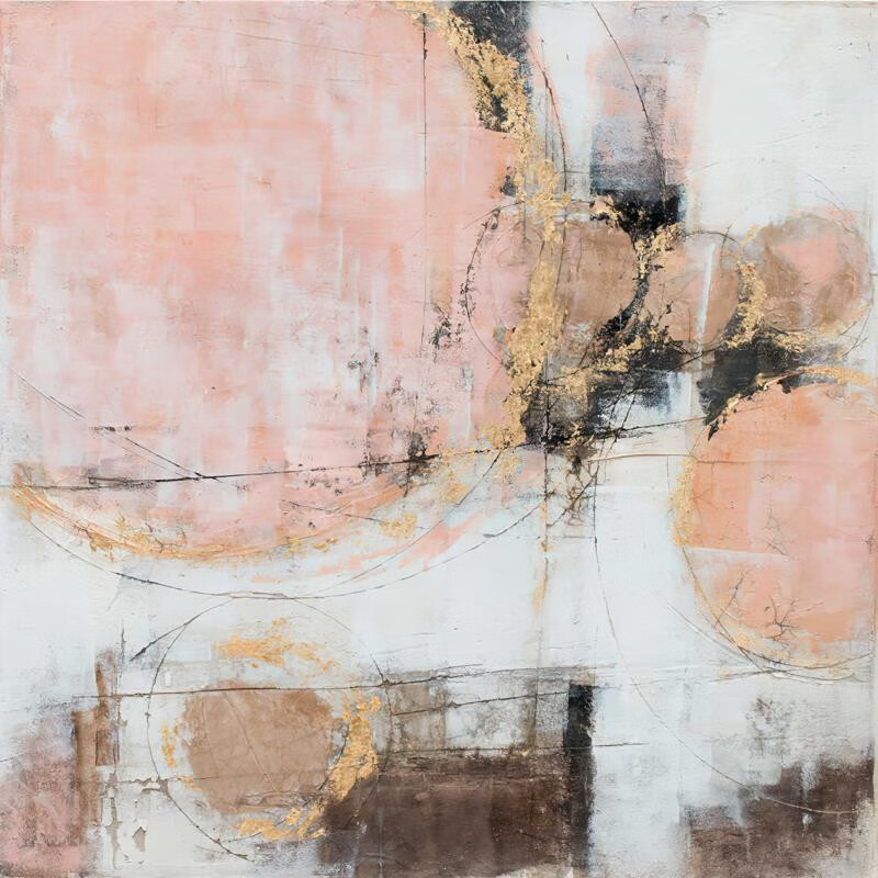 原创-轻奢手绘油画简约客厅沙发背景画抽象画感餐厅大气装饰画 (浅忆)