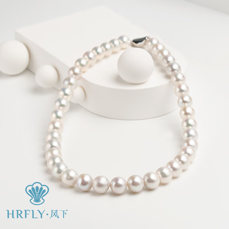 风下爱迪生珍珠项链 亮白有核珍珠澳白平替 高档礼盒包装珠宝 送老婆 S925银扣元宝扣微瑕 11-12mm