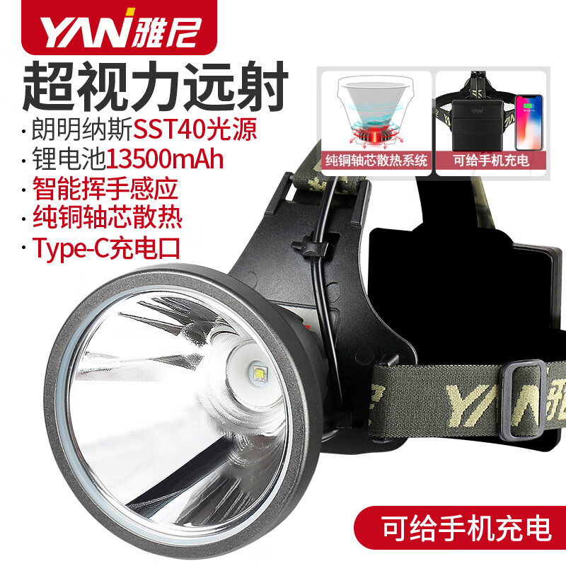 雅尼760S強(qiáng)光頭燈充電超亮頭戴式電筒大功率戶外鋰電超長(zhǎng)續(xù)航礦燈 760S（白光）：強(qiáng)光續(xù)航14小時(shí) 美國(guó)朗明納斯SST40品牌光源