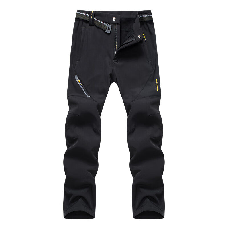 苏奈雪户外冲锋裤男款加绒加厚冬季新款登山裤防风保暖登山休闲裤 黑色 M
