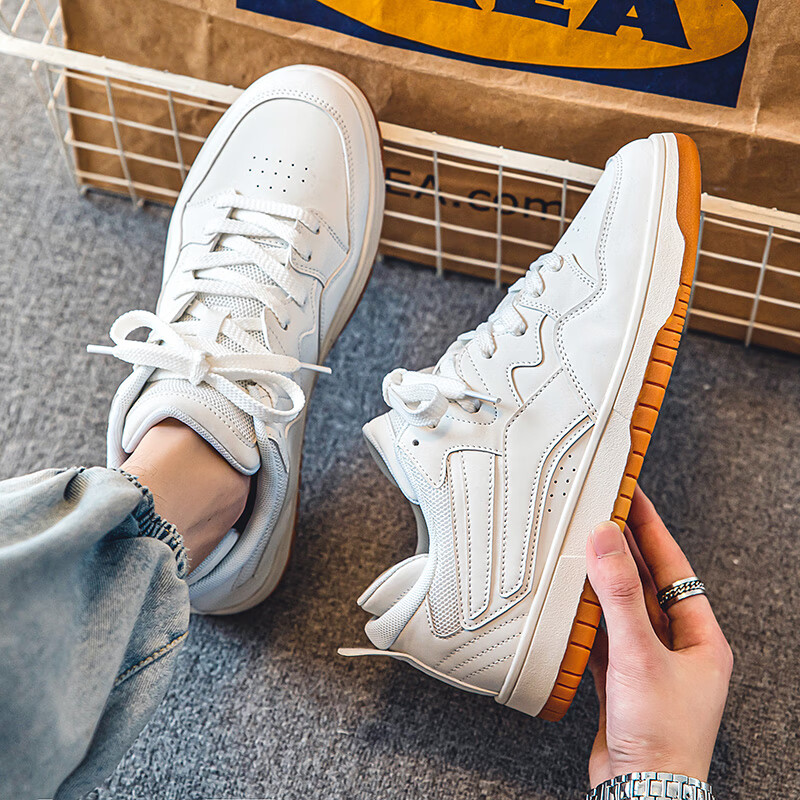 休闲百搭潮牌板鞋dunk德训感滑板春秋款大码 米白色 37 标准板鞋尺码