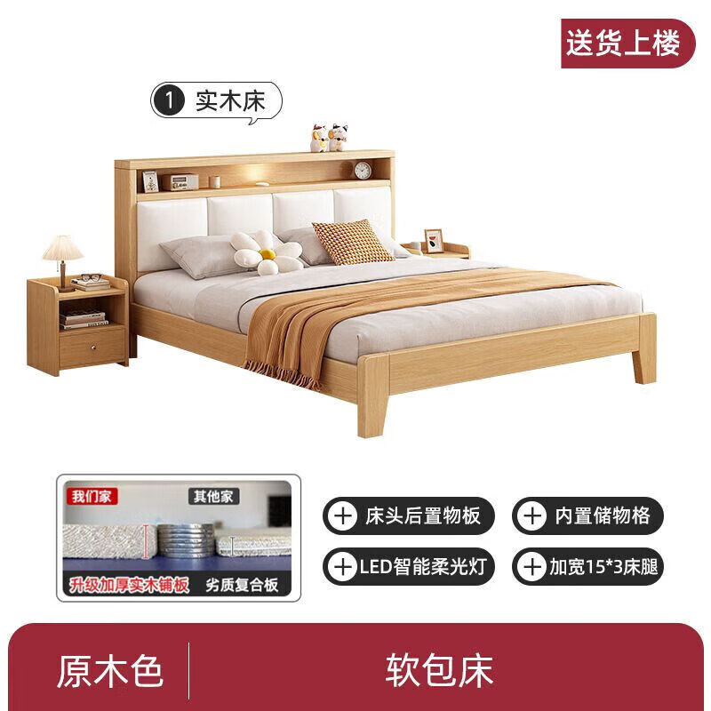 每人每梦实木床1.5米家用卧室1.8米双人床小户型1.2m出租屋简每人 （预约金）铺板床包上楼 1200mm*2000mm