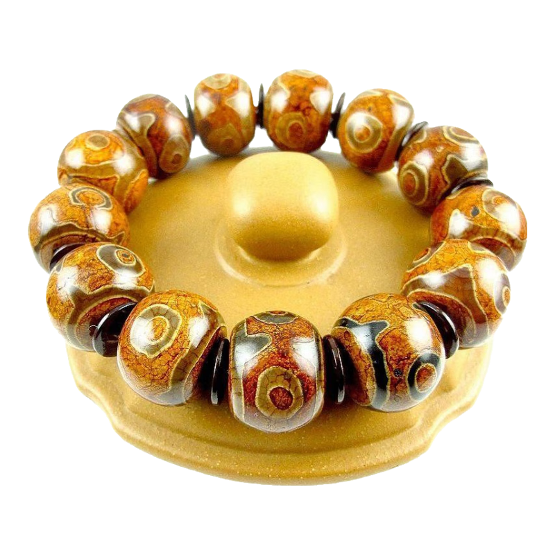 相石緣老皮三眼天珠手串男龍紋瑪瑙手鏈男款西藏佛珠手串天眼