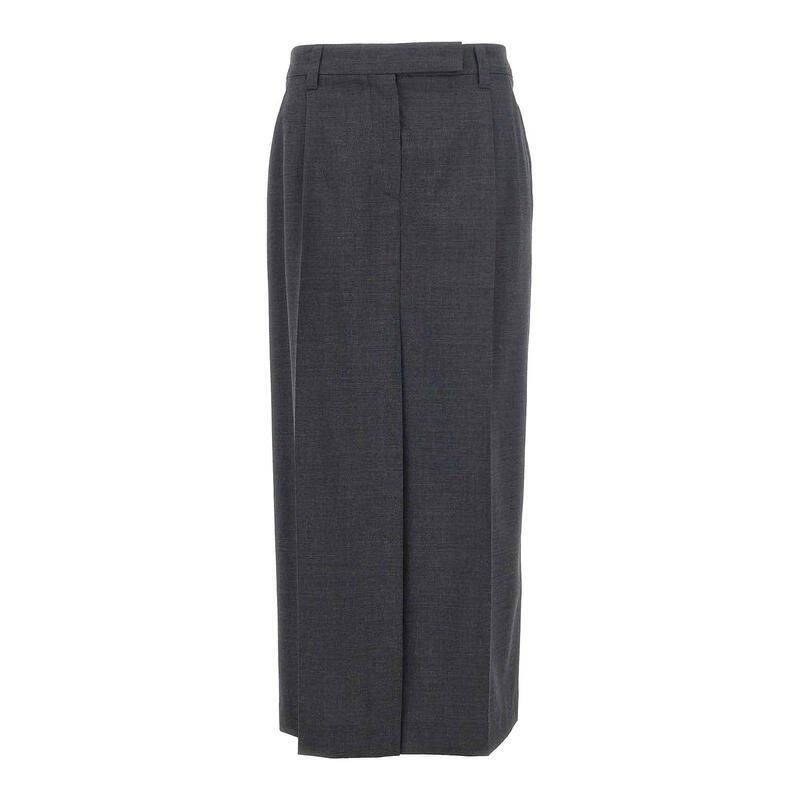 brunello cucinelli奢华女装maxi裙羊毛氨纶混纺 黑色 38