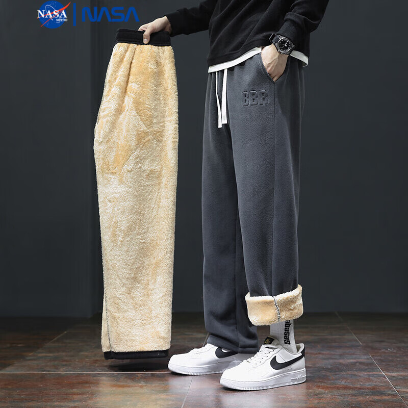 NASAMITOO加绒直筒休闲裤男