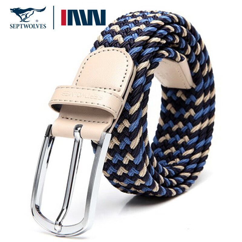 七匹狼男士皮带 帆布编织腰带针扣 男女款松紧韩版休闲青年牛仔裤带