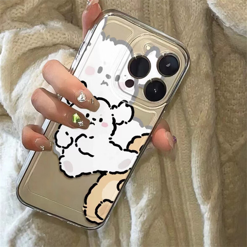 固返挨揍搞怪线条小狗适用苹果15promax情侣手机壳iphone14plus防摔透明13软壳高级感12定制型号11可爱 【飞踢白色线条小狗】透明太空壳 华为/oppo/vivo/小米/一加其他型号备