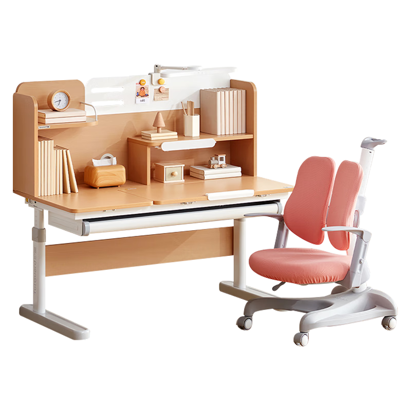 Totguard 护童 启明星系列 DW120E-SS+CG22F 启明星升降桌+扶手椅 红色 120*62*128cm 实木款