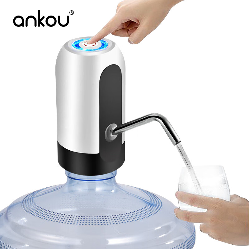 安扣（ANKOU）桶装水纯净水桶抽水器饮水机泵电动压水器抽水泵家用上水器折叠款 经典白【一键出水】