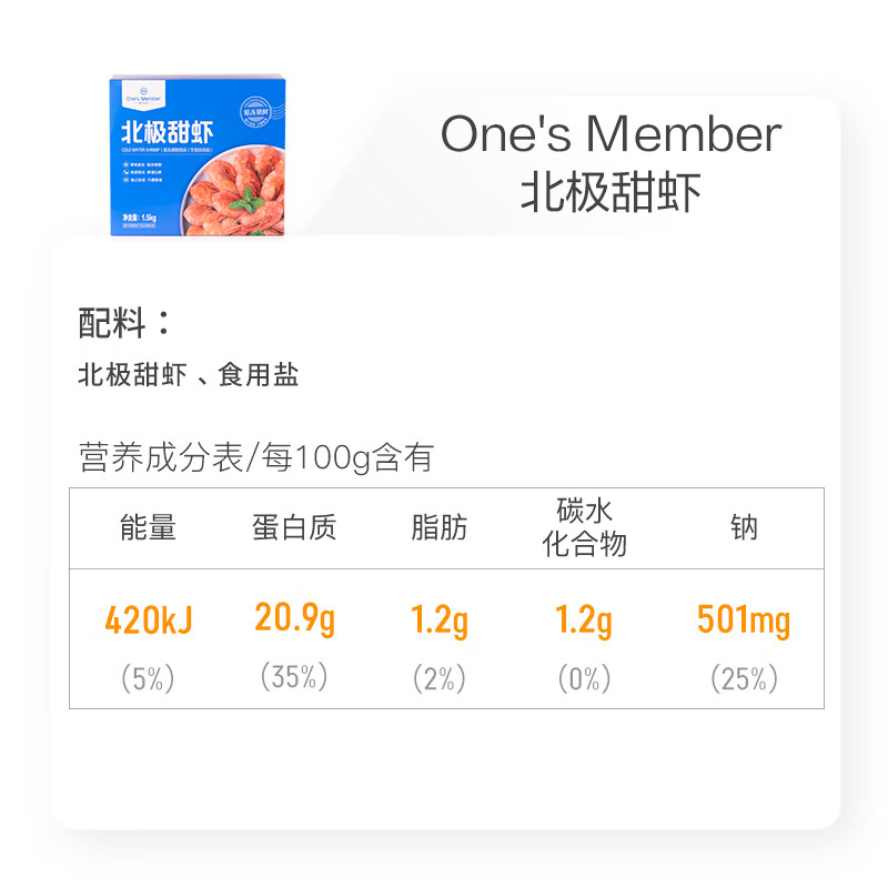 1号会员店 熟冻北极甜虾 不涉及含籽率 解冻即食 净重3斤/盒135-210只