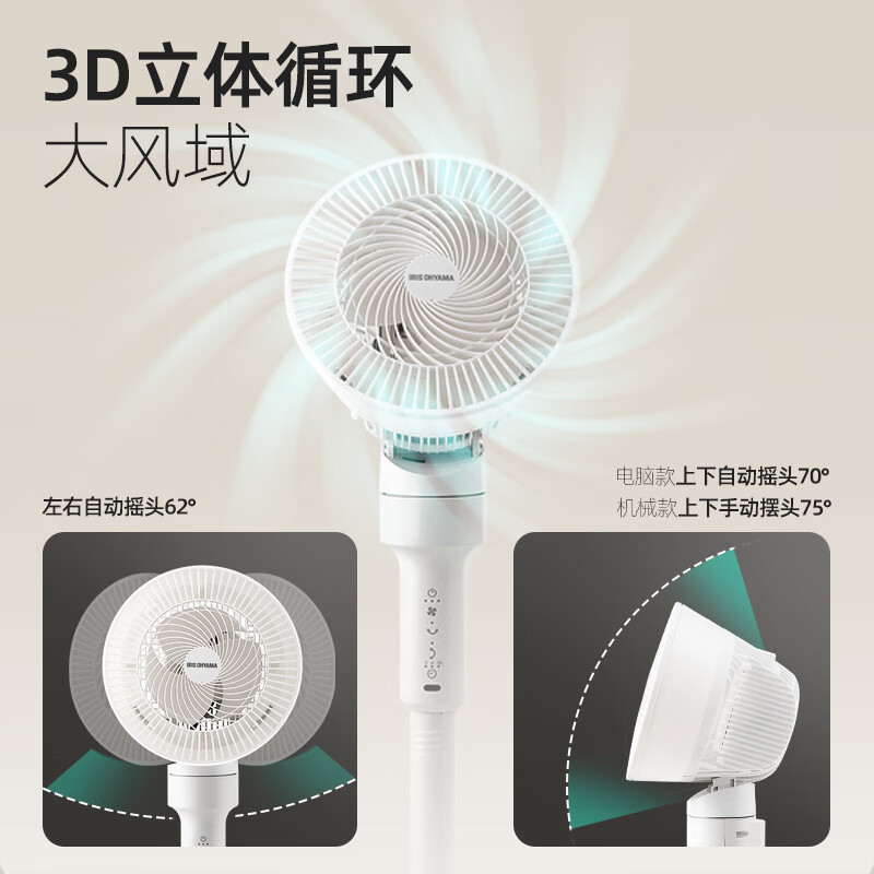 爱丽思（IRIS） 爱丽思落地扇家用空气循环扇大功率风扇电风扇直流变频电扇台扇 STF-AC15（机械款 左右自动 上下手动）