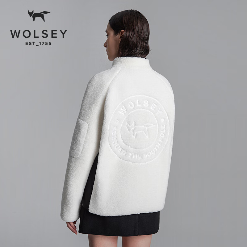 WOLSEY雪橇经典羊羔绒加厚防风保暖男女款户外立领外套内胆抓绒衣 香槟白色 M 170