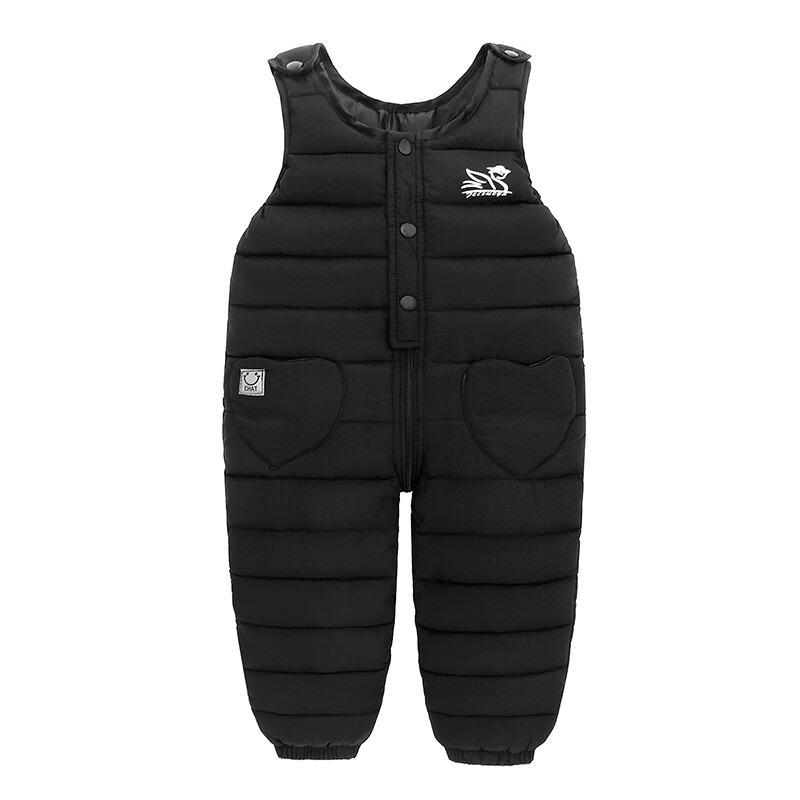 晴其童装男0-3岁冬装套装背带裤儿童羽绒棉抱婴袋裤婴儿加厚棉裤宝宝