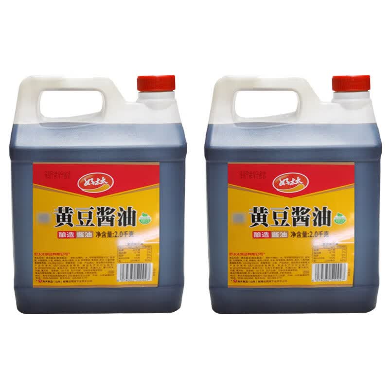山东特产好太太黄豆酱油2kg装酿造凉拌炒菜调味非转基因家用 潍坊 2瓶