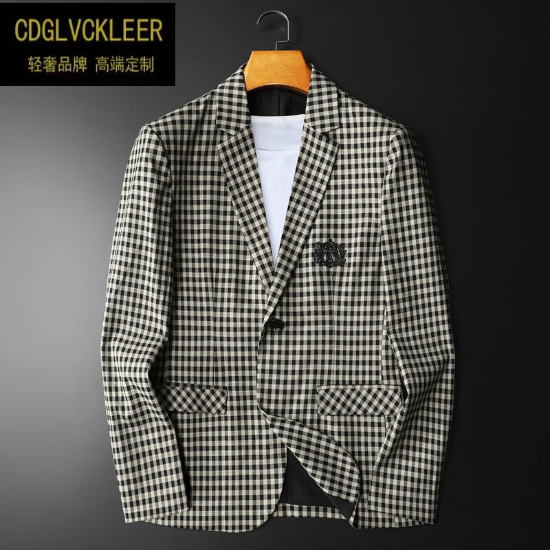 ck lee r品牌轻奢男装新款欧洲站2024年男士大码西服高品质格子便西潮
