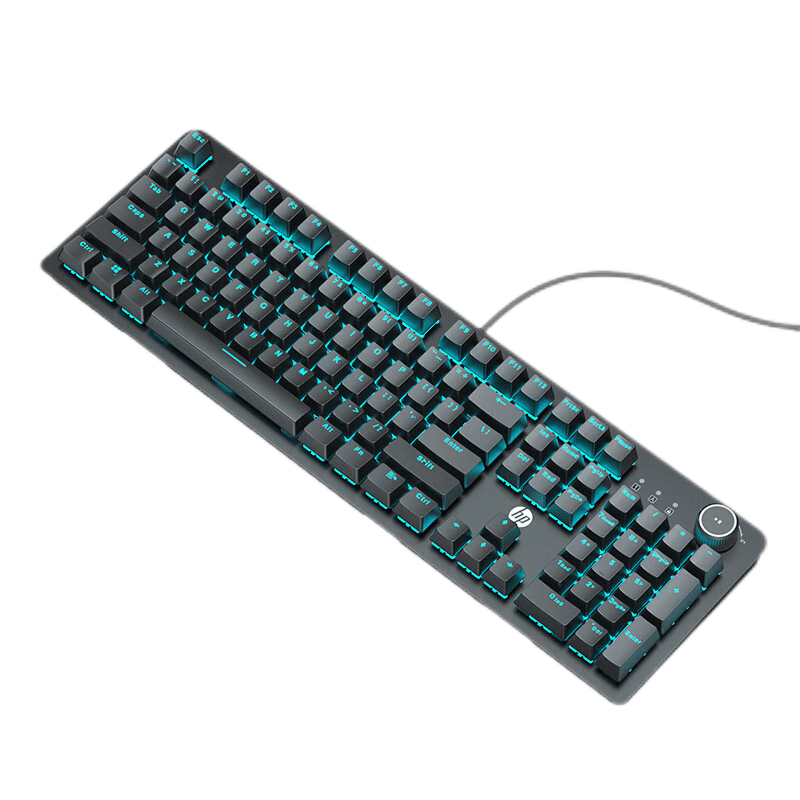 HP 惠普 K10G 104键 有线机械键盘 黑色 青轴 冰蓝光