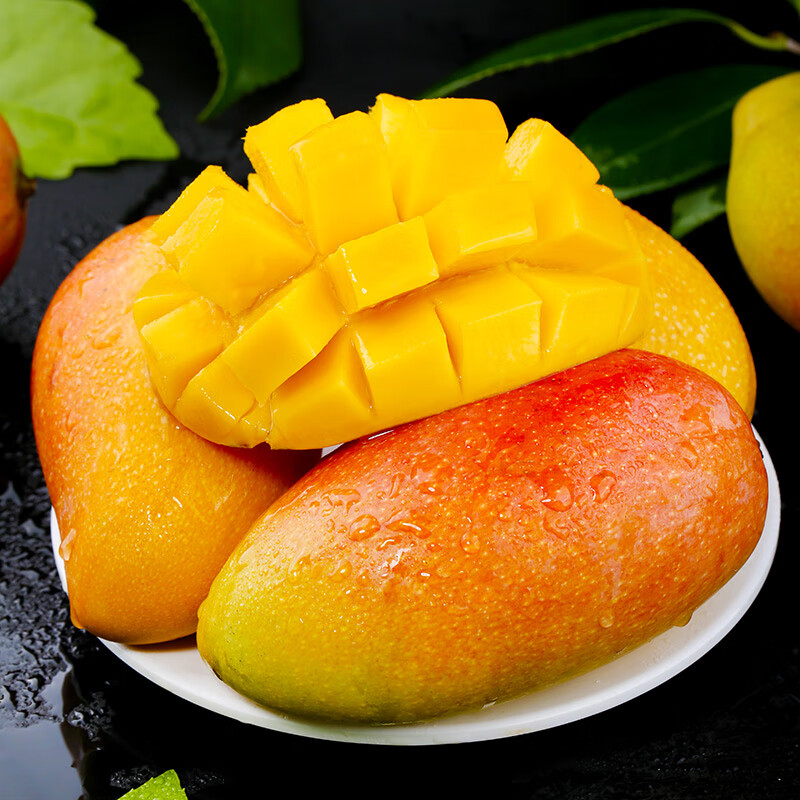 鲸咚亿农海南三亚贵妃芒薄核纸核芒果红金龙树上熟当季甜心芒孕妇新鲜水果 5斤特选大果