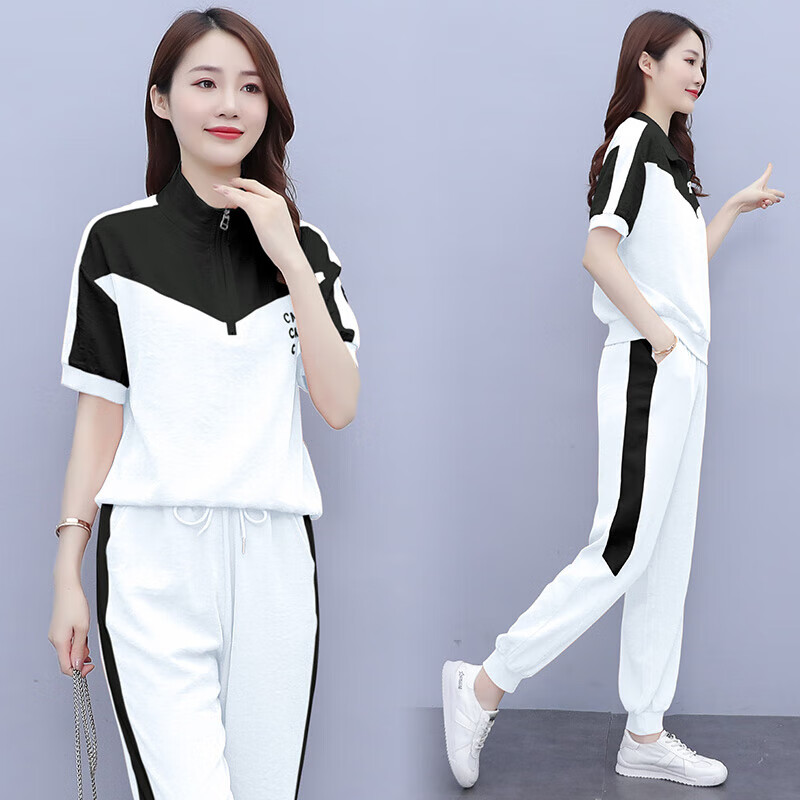 皮尔卡丹(pierre cardin)时尚运动服套装女士2024夏季新款洋气时髦