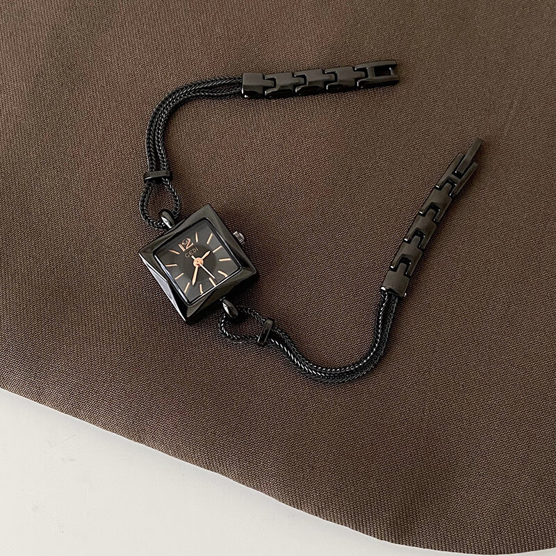 歌迪（GEDI）法式小方糖精致复古简约小众设计高级感轻奢链条小表盘女学生手表 银白