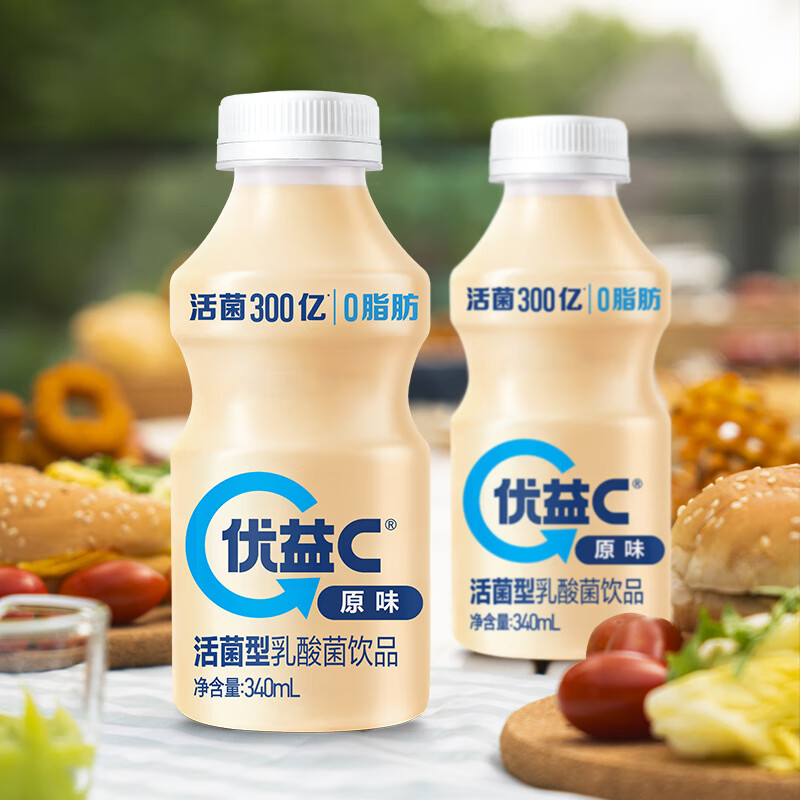 蒙牛优益C乳酸菌风味饮品340ml原味益生菌酸奶饮品低温整箱 原味*6瓶