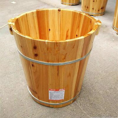 藏奧堂帶蓋帶凳子加厚高40CM香杉木泡腳木桶足浴洗腳桶木質(zhì)盆 高40單木桶