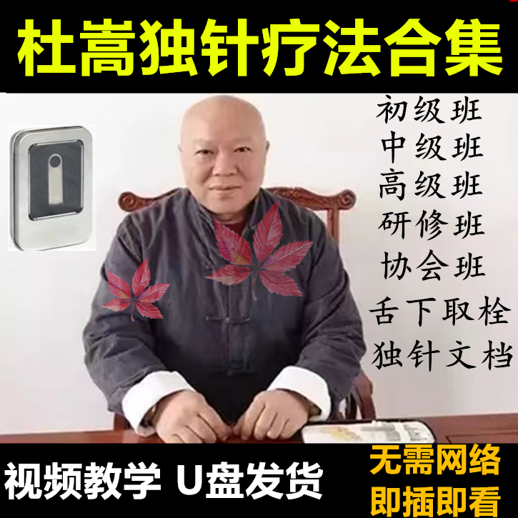 杜嵩独针疗法视频教学u盘初中高级班研修班舌下取栓中医针灸自学 杜嵩