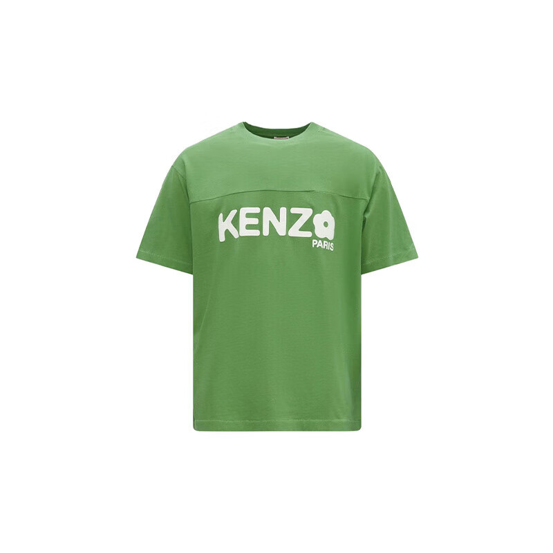 高田贤三（KENZO）男士 夏季 字母印花圆领纯棉宽松短袖T恤 草绿色 M