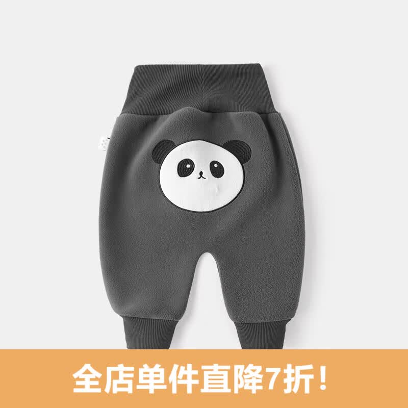 嘟嘟家婴儿加绒大屁屁裤冬季宝宝长裤男童高腰pp裤护肚保暖冬装童裤洋气 深灰熊猫 90cm使用感如何?