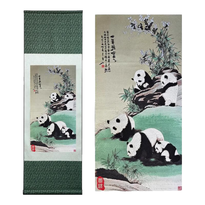 老秀馆蜀锦丝绸卷轴挂画装饰画中国风特色礼物送老外公司商务礼品送客户 中华瑰宝2