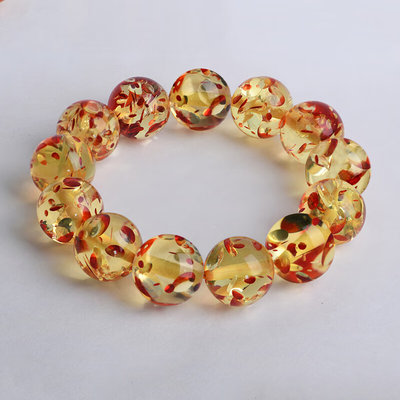 eck天然7a净水花珀手链原矿蜜蜡琥珀圆珠文玩手串男女108颗散珠配珠