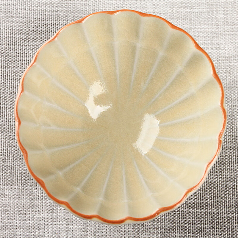 易信花瓣大号茶杯主人杯汝窑开片喝茶杯陶瓷杯单杯锦盒包装茶具配件 汝窑菊花杯-米黄