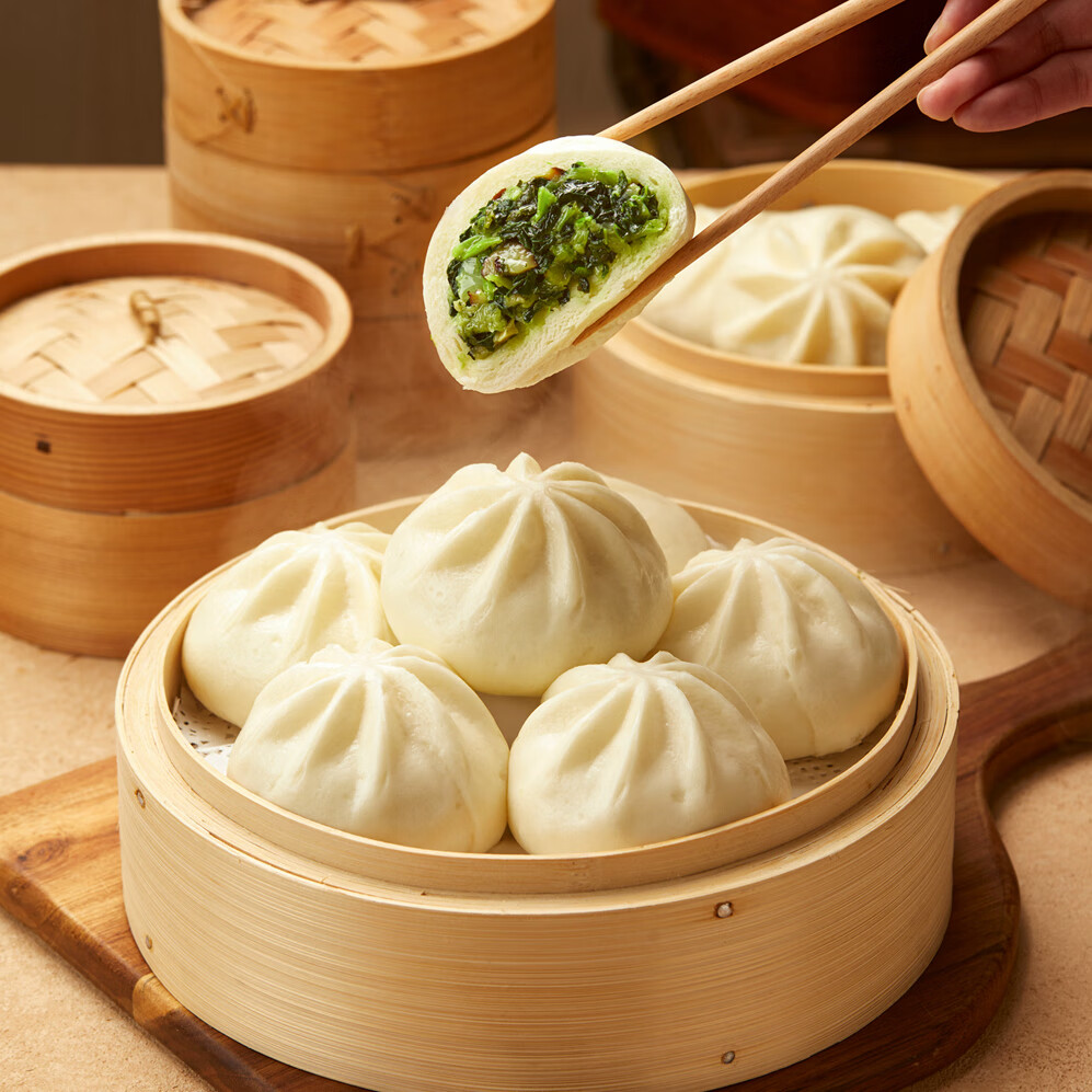 隆泰食品 LONGTAI FOOD速冻包子面食白菜猪肉酱肉野菜荠菜鸡蛋豆腐香菇油菜简餐即食早餐 香菇油菜包【8个x80g/袋】