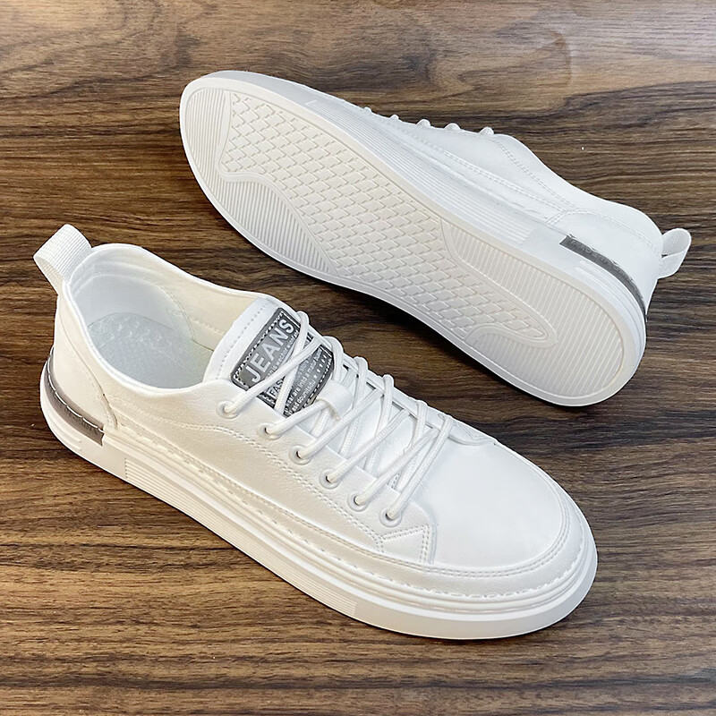 geeck高端轻奢鞋子男2024新款男鞋潮牌高级感秋季男士休闲皮鞋男款白