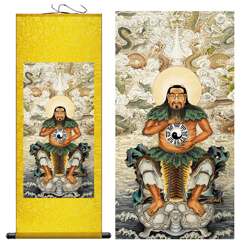 萌念华夏始祖画华夏民族人文始祖太昊伏羲氏画像家用供奉人祖神像八卦